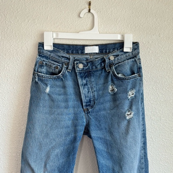 Boyish by Her 26 The Casey Crossover Asymmetrical in Rear Window Wash Jeans - Picture 2 of 12